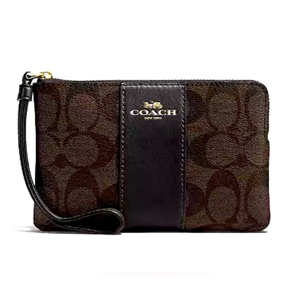 Coach Zip Wristlet In Signature Canvas - Picture 1 of 5